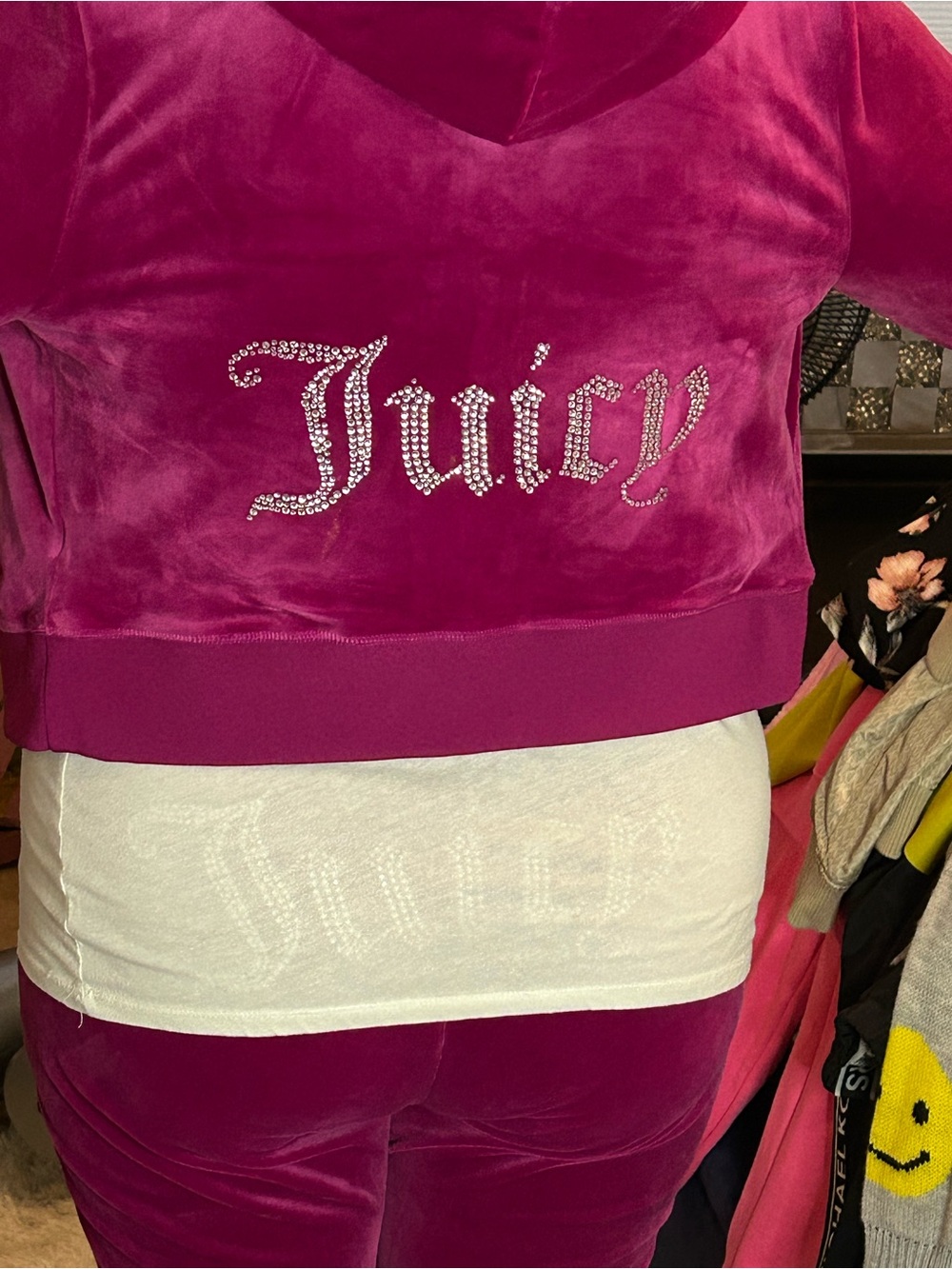 Juicy Couture Magenta Velour Track Pants & Hoodie Set - Picture 11 of 12